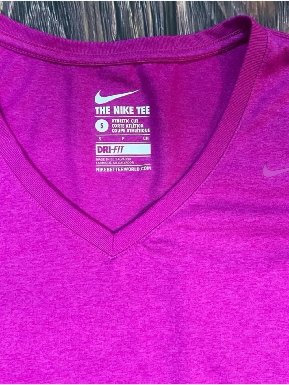 Nike Women's Magenta V-Neck Short Sleeve Performance Tee